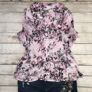 Tahari Pink Ruffle Blouse
